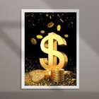 Quadro Arquétipo Dinheiro - Cifrão 33x24cm - Com Vidro Moldur