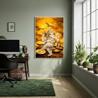 Quadro Arquétipo Ganesha Ouro  - 70x50cm Moldura Branca