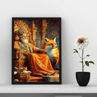 Quadro Arquétipo Imperador Com Raposa 45x34cm - Com Vidro Mol