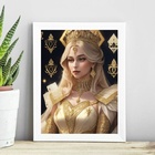 Quadro Arquétipo Rainha De Ouros 33x24cm - Com Vidro Moldura: