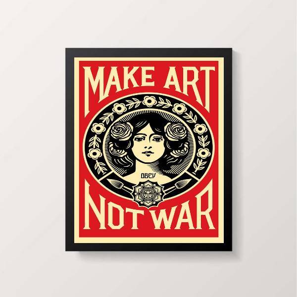 Quadro Art Nouveau Make Art Not War 33x24cm - Com Vidro Moldu