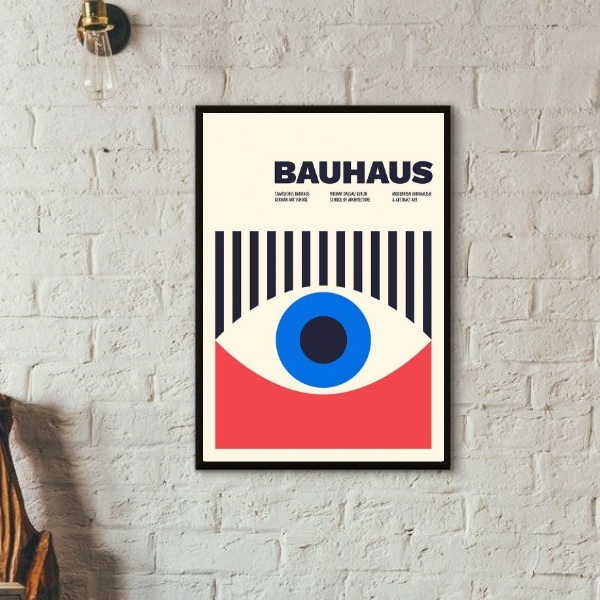 Quadro Arte Abstrata Bauhaus Eye Poster 24x18cm - Com Vidro M