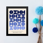 Quadro Arte Abstrata Bauhaus Tons De Azul 45x34cm Moldura Pre