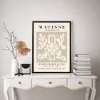 Quadro Arte Abstrata Bege - Matisse 24x18cm Moldura Branca