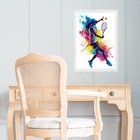 Quadro Arte Abstrata Tenista - Colorido 33x24cm - Com Vidro M
