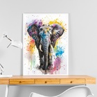 Quadro Arte Aquarela Elefante 45x34cm - Com Vidro Moldura Bra