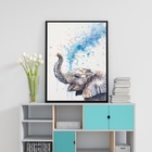 Quadro Arte Aquarela Elefantinho 24x18cm Moldura Preta