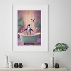 Quadro Arte Banheiro Pinguins - 60x48cm Moldura Branca