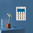 Quadro Arte Bauhaus Azul - Arquitetura 45x34cm - Com Vidro Mo