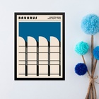 Quadro Arte Bauhaus Azul - Arquitetura 45x34cm Moldura Preta