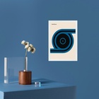 Quadro Arte Bauhaus Azul - Disk Roll 33x24cm Moldura Preta