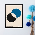 Quadro Arte Bauhaus Azul - Eclipse 33x24cm - Com Vidro Moldur