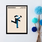 Quadro Arte Bauhaus Azul - Running Man 33x24cm - Com Vidro Mo