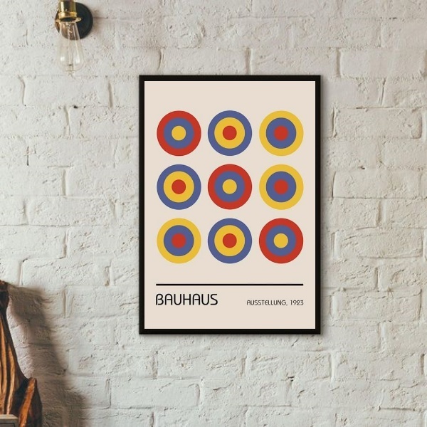Quadro Arte Bauhaus - Circulos Ausstellung 45x34cm Moldura:ma