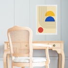 Quadro Arte Bauhaus Cores Primárias 45x34cm Moldura Branca