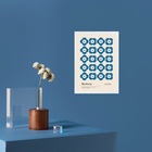 Quadro Arte Bauhaus - Flores Azuis 33x24cm Moldura Preta