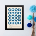 Quadro Arte Bauhaus - Flores Azuis 45x34cm - Com Vidro Moldur
