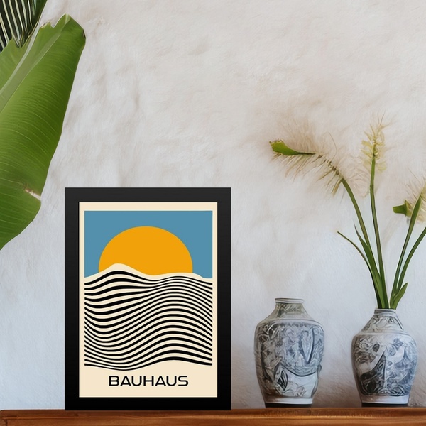 Quadro Arte Bauhaus - Nascer Do Sol 45x34cm - Com Vidro Moldu