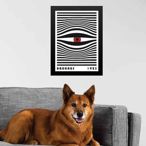 Quadro Arte Bauhaus - Olho Espião 24x18cm - Com Vidro Moldura
