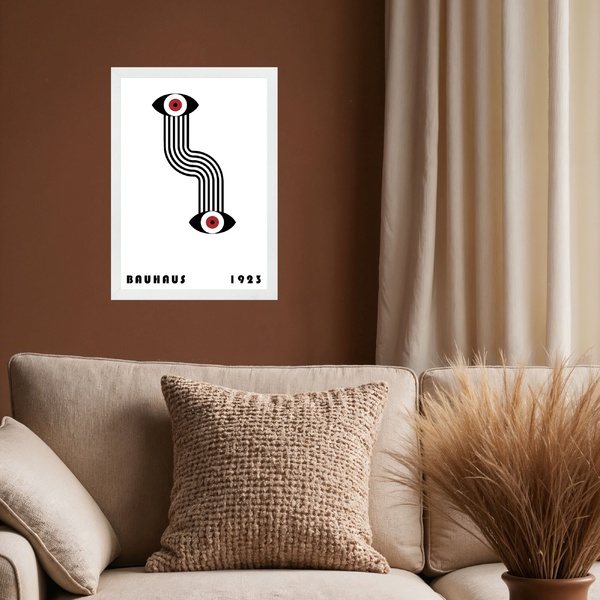 Quadro Arte Bauhaus - Olhos Conectados 24x18cm - Com Vidro Mo