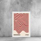 Quadro Arte Bauhaus Vermelho E Bege - Ondas 45x34cm - Com Vid