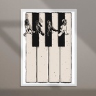 Quadro Arte Beatles Piano 24x18cm - Com Vidro Moldura Preta