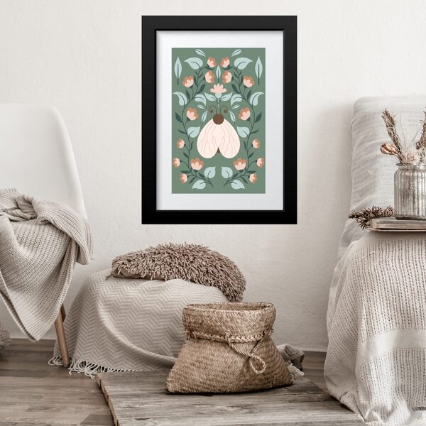 Quadro Arte Borboleta Boho - 60x48cm Moldura Branca