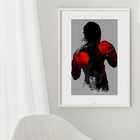 Quadro Arte Boxe Lutador - 60x48cm Moldura:madeira Branca