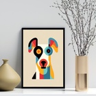 Quadro Arte Cachorro - Bauhaus 45x34cm - Com Vidro Moldura Br