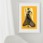 Quadro Arte Candomblé Oxum- 60x48cm Moldura:madeira Branca