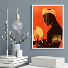 Quadro Arte Candomblé Xangô 33x24cm - Com Vidro Moldura:madei