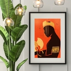 Quadro Arte Candomblé Xangô - 60x48cm Moldura:madeira Preta