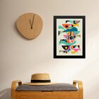 Quadro Arte Cardume De Peixes Abstrato Colorido 33x24cm Moldu