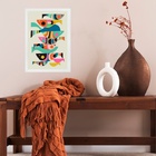 Quadro Arte Cardume De Peixes Abstrato Colorido 45x34cm - Com