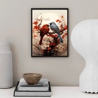 Quadro Arte Casal De Passarinhos 24x18cm - Com Vidro Moldura