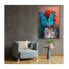Quadro Arte Conceito Blue Butterfly Face C/ Moldura Marrom 10