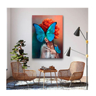 Quadro Arte Conceito Blue Butterfly Face C/ Moldura Prata 100
