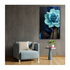 Quadro Arte Conceito Color Paint Woman Blue Rose C/ Moldura D