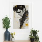 Quadro Arte Elvis Violão - 60x48cm Moldura Preta