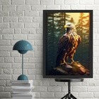 Quadro Arte Geométrica Águia 24x18cm - Com Vidro Moldura Preta