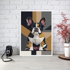 Quadro Arte Geométrica Bulldog Francês 33x24cm - Com Vidro Mo
