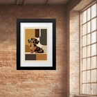 Quadro Arte Geométrica Dachshund- 60x48cm Moldura Branca