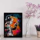 Quadro Arte Grafite Chaplin 24x18cm - Com Vidro Moldura:madei