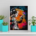 Quadro Arte Grafite Chaplin 33x24cm Moldura:madeira Preta