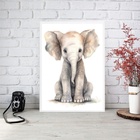 Quadro Arte Infantil Elefantinho 24x18cm - Com Vidro Moldura