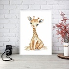 Quadro Arte Infantil Girafinha 45x34cm - Com Vidro Moldura Pr