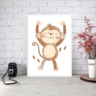 Quadro Arte Infantil Macaquinho 33x24cm - Com Vidro Moldura P