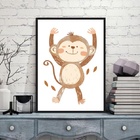 Quadro Arte Infantil Macaquinho 33x24cm Moldura Branca