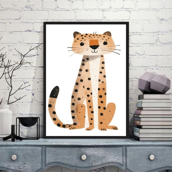 Quadro Arte Infantil Oncinha 24x18cm Moldura Branca