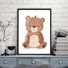 Quadro Arte Infantil Ursinho 33x24cm - Com Vidro Moldura Preta